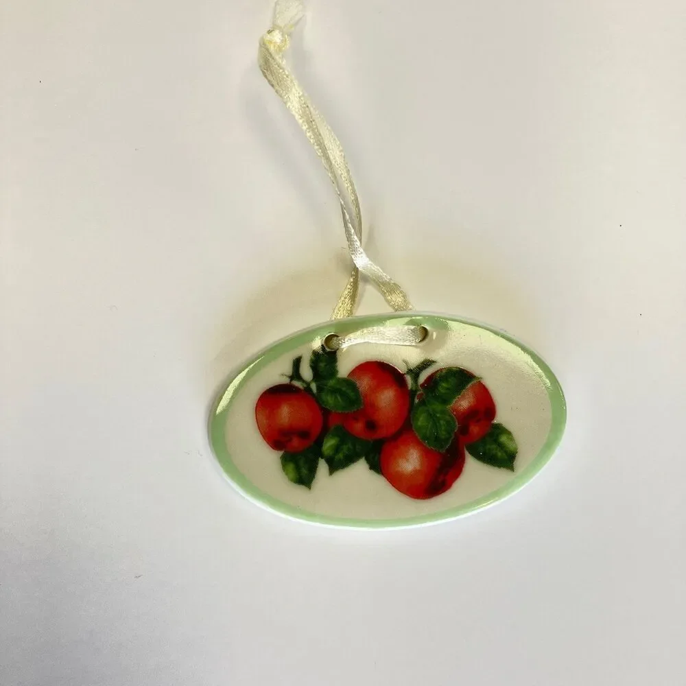 Porcelain Christmas Tree Fruit Oval Ornament Holidays